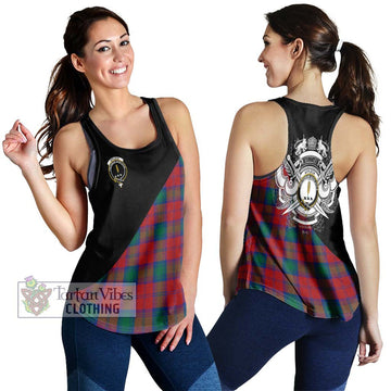 Affleck Tartan Women's Racerback Tanks with Family Crest and Military Logo Style 4XL - Tartan Vibes Clothing