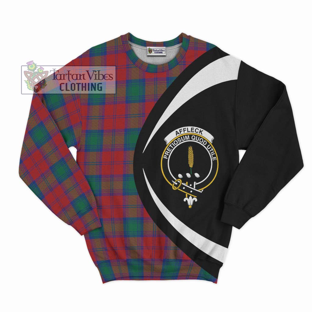 Affleck Tartan Sweatshirt with Family Crest Circle Style Unisex - Tartan Vibes Clothing