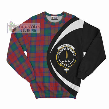 Affleck Tartan Sweatshirt with Family Crest Circle Style Unisex - Tartan Vibes Clothing