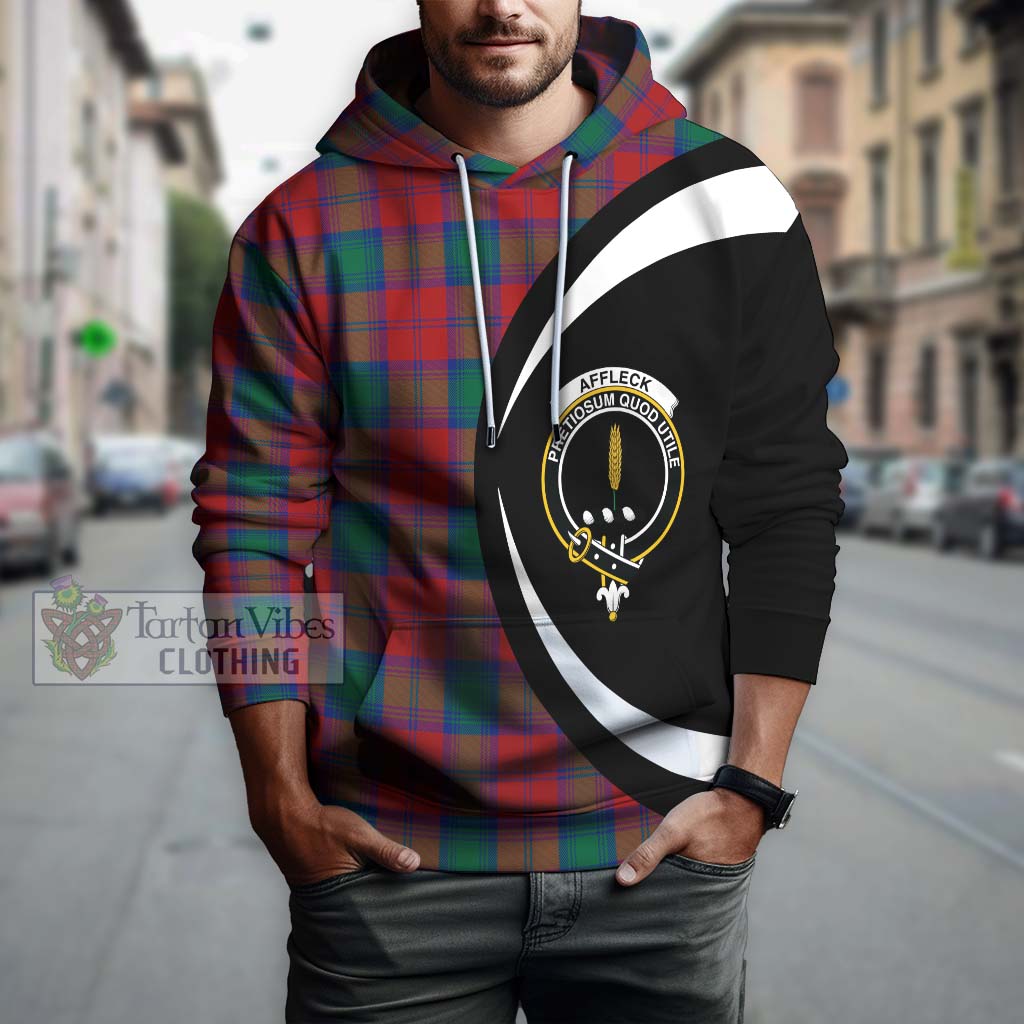 Affleck Tartan Hoodie with Family Crest Circle Style Zip Hoodie - Tartan Vibes Clothing