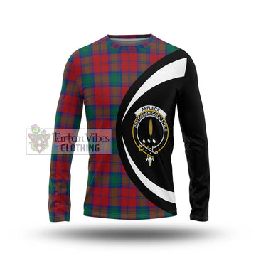 Affleck Tartan Long Sleeve T-Shirt with Family Crest Circle Style Unisex - Tartan Vibes Clothing