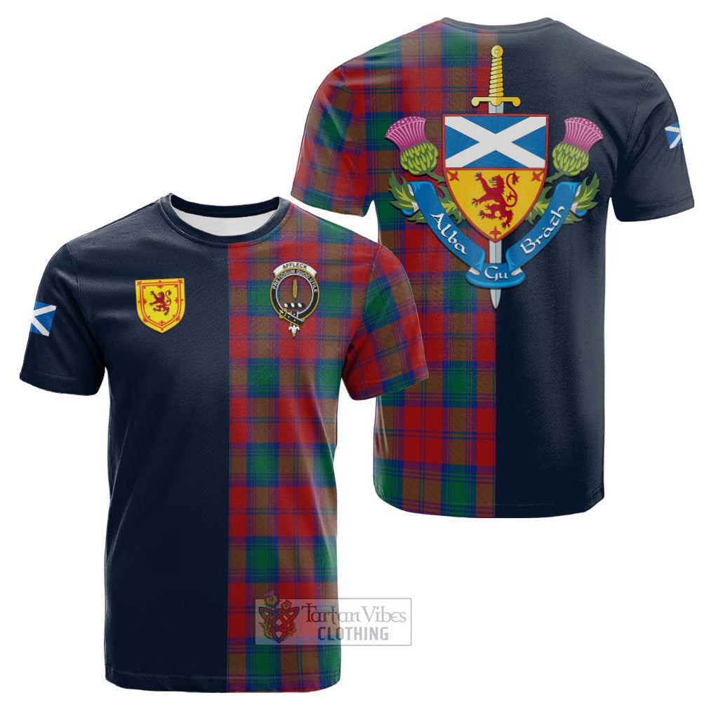 Affleck Tartan Cotton T-shirt Alba with Scottish Lion Royal Arm Half Style Kid's Shirt - Tartan Vibes Clothing
