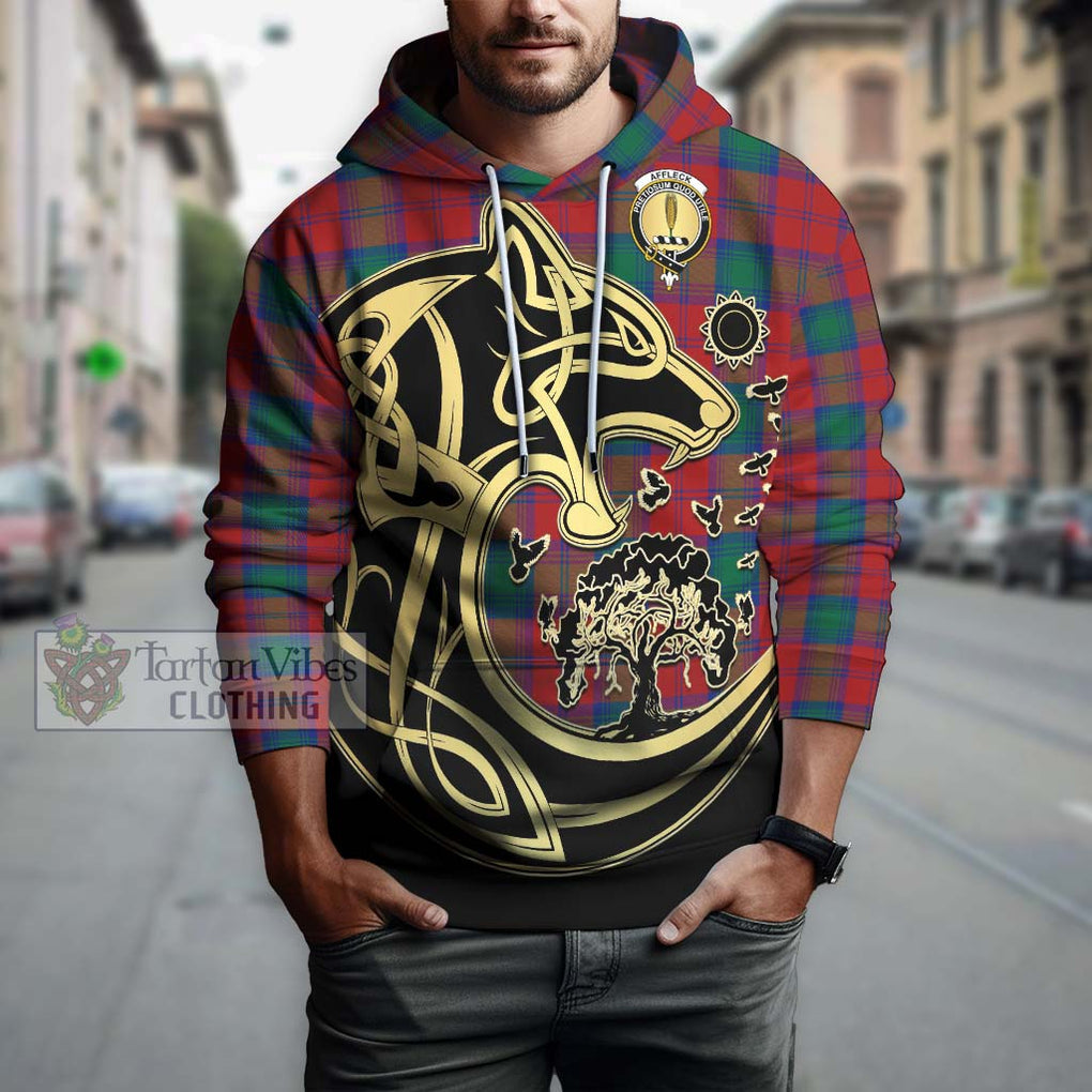 Affleck Tartan Hoodie with Family Crest Celtic Wolf Style Zip Hoodie - Tartan Vibes Clothing