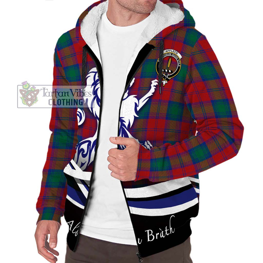 Affleck Tartan Sherpa Hoodie with Alba Gu Brath Regal Lion Emblem Unisex S - Tartanvibesclothing Shop