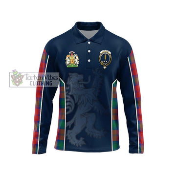 Affleck Tartan Long Sleeve Polo Shirt with Family Crest and Lion Rampant Vibes Sport Style Unisex - Tartan Vibes Clothing
