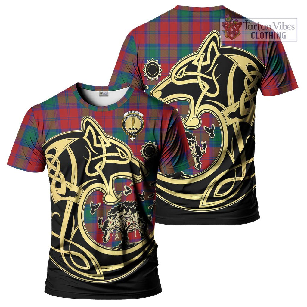 Affleck Tartan T-Shirt with Family Crest Celtic Wolf Style Kid's Shirt - Tartan Vibes Clothing