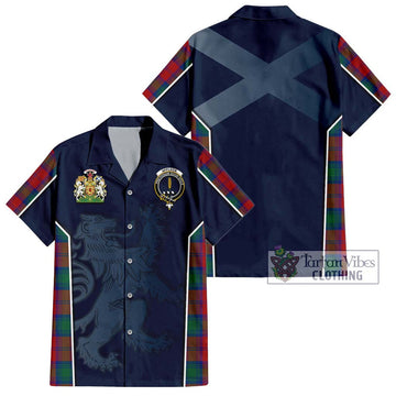 Affleck Tartan Short Sleeve Button Shirt with Family Crest and Lion Rampant Vibes Sport Style Kid - Tartan Vibes Clothing