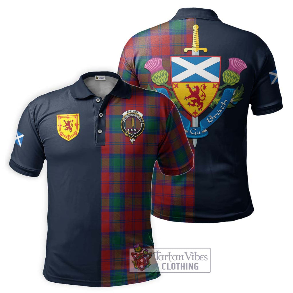 Affleck Tartan Polo Shirt Alba with Scottish Lion Royal Arm Half Style Kid - Tartan Vibes Clothing