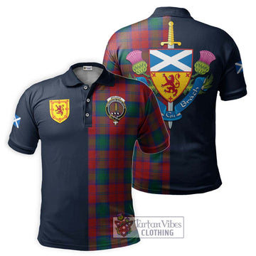 Affleck Tartan Polo Shirt Alba with Scottish Lion Royal Arm Half Style Kid - Tartan Vibes Clothing