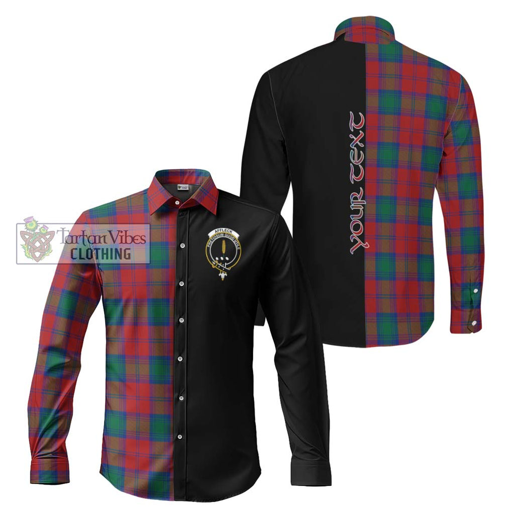 Affleck Tartan Long Sleeve Button Shirt with Family Crest and Half Of Me Style Men's Shirt S - Tartanvibesclothing Shop