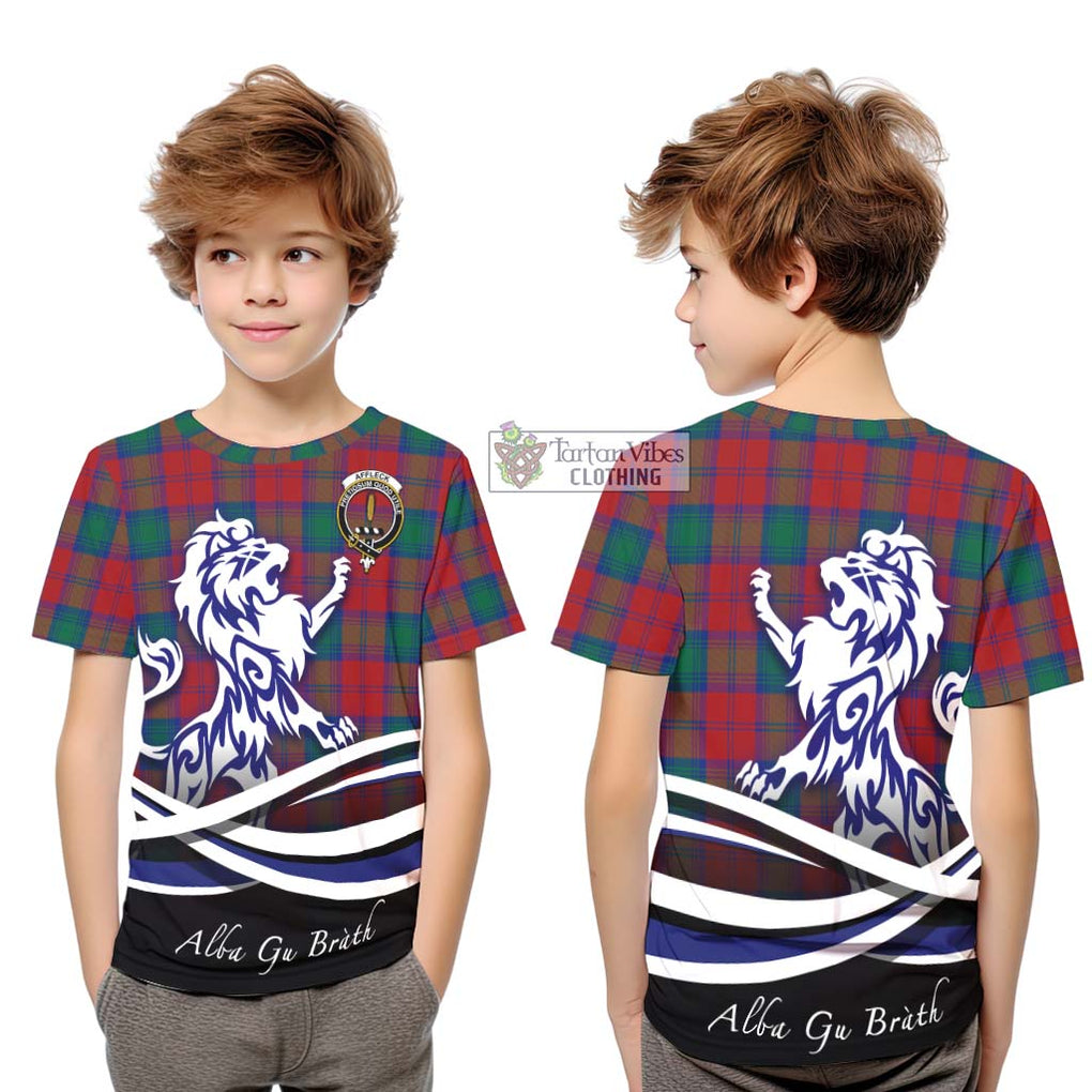 Affleck Tartan Kid T-Shirt with Alba Gu Brath Regal Lion Emblem Youth XL Size14 - Tartan Vibes Clothing