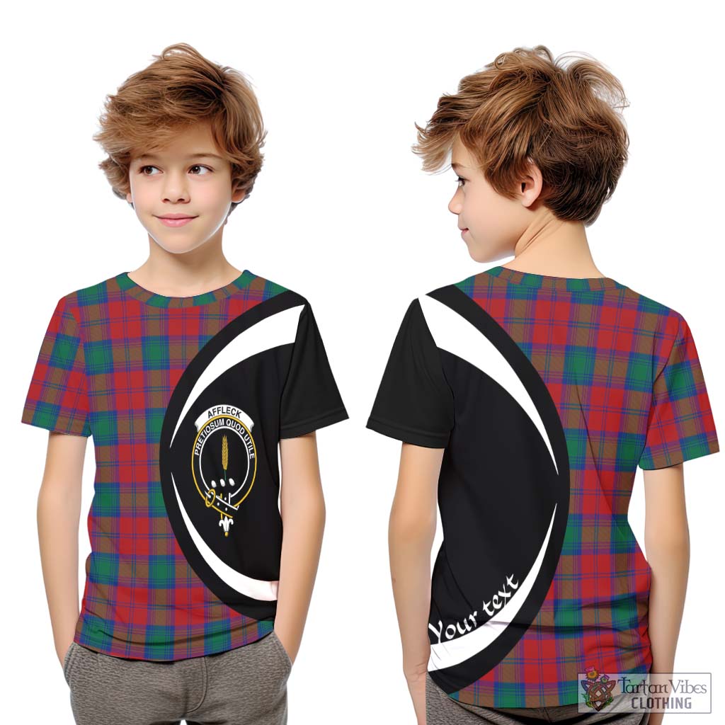 Affleck Tartan Kid T-Shirt with Family Crest Circle Style Youth XL Size14 - Tartan Vibes Clothing