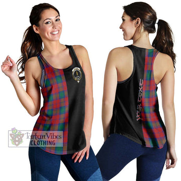 Affleck Tartan Women's Racerback Tanks with Family Crest and Half Of Me Style 4XL - Tartan Vibes Clothing