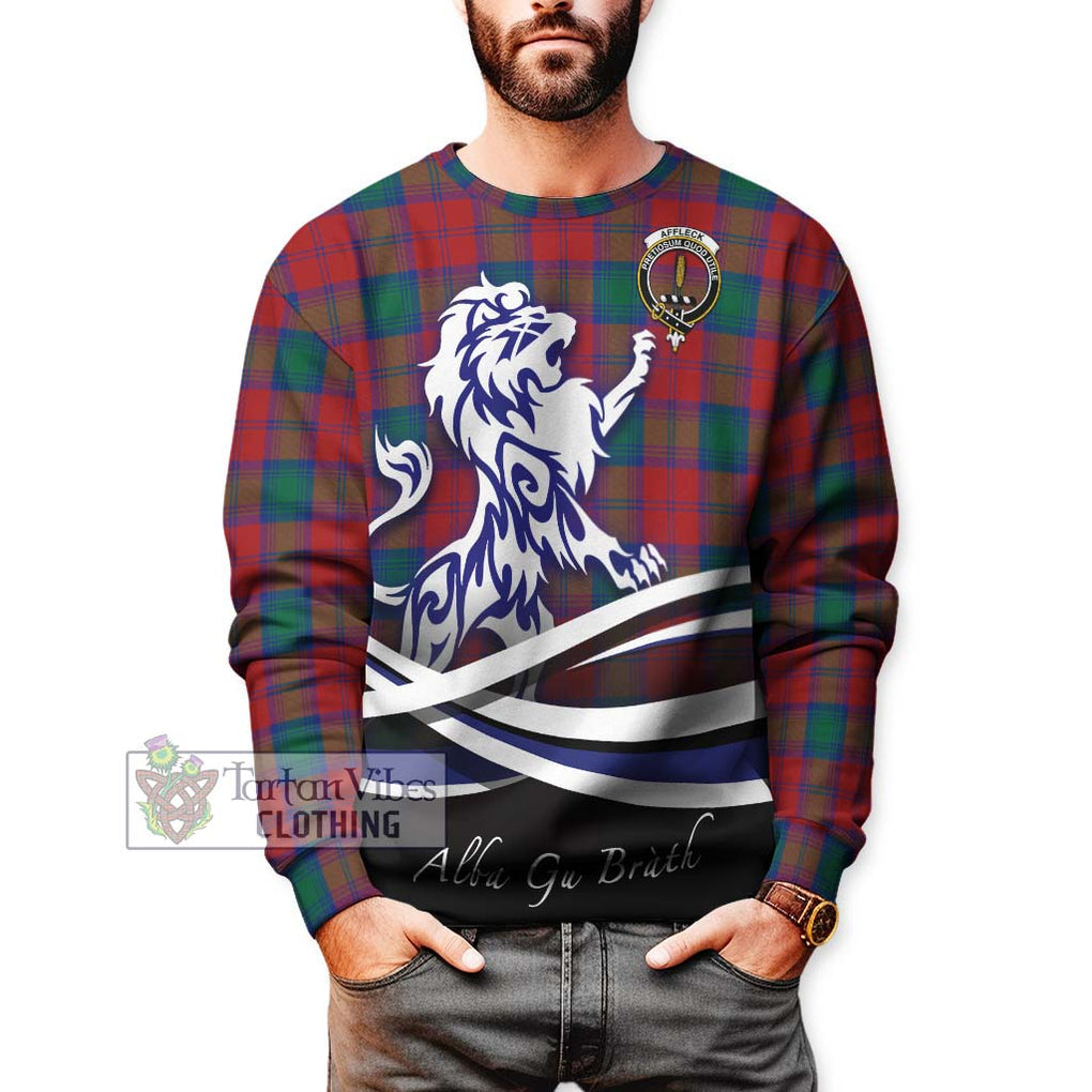 Affleck Tartan Sweatshirt with Alba Gu Brath Regal Lion Emblem Unisex - Tartan Vibes Clothing