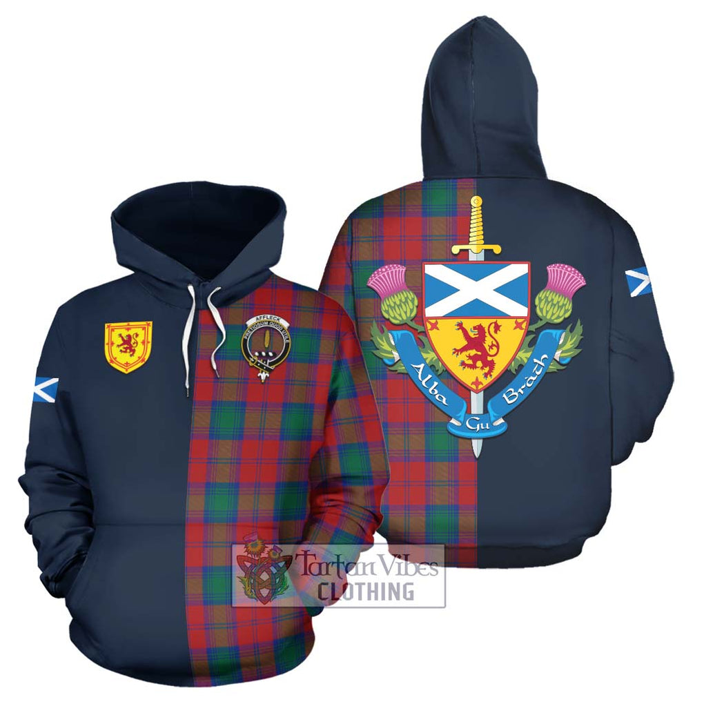 Affleck Tartan Hoodie Alba with Scottish Lion Royal Arm Half Style Zip Hoodie - Tartan Vibes Clothing