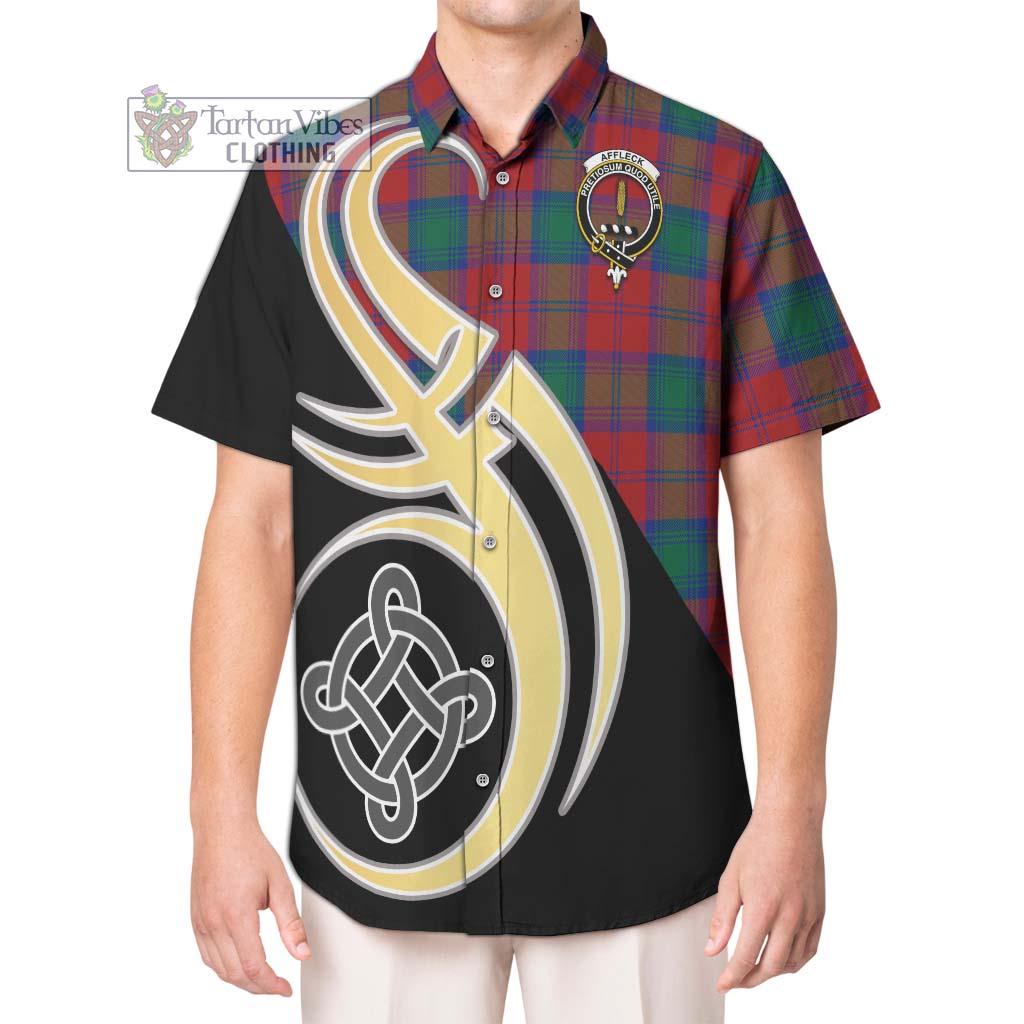 Affleck Tartan Hawaiian Shirt with Family Crest and Celtic Symbol Style Kid - Tartan Vibes Clothing