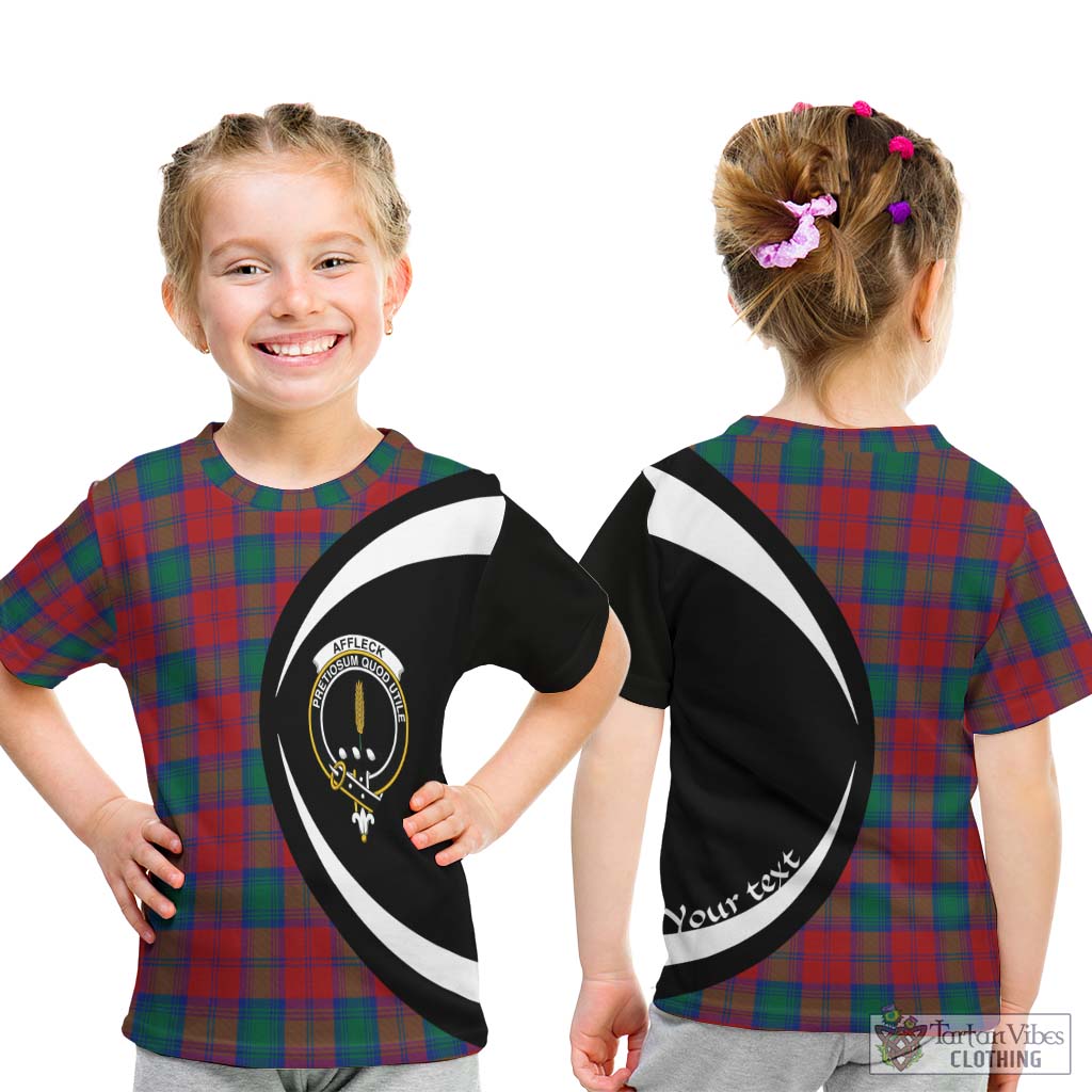 Affleck Tartan Kid T-Shirt with Family Crest Circle Style - Tartan Vibes Clothing