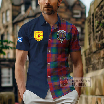 Affleck Tartan Hawaiian Shirt Alba with Scottish Lion Royal Arm Half Style - Tartan Vibes Clothing