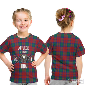 Affleck Tartan Kid T-Shirt with Family Crest DNA In Me Style - Tartan Vibes Clothing