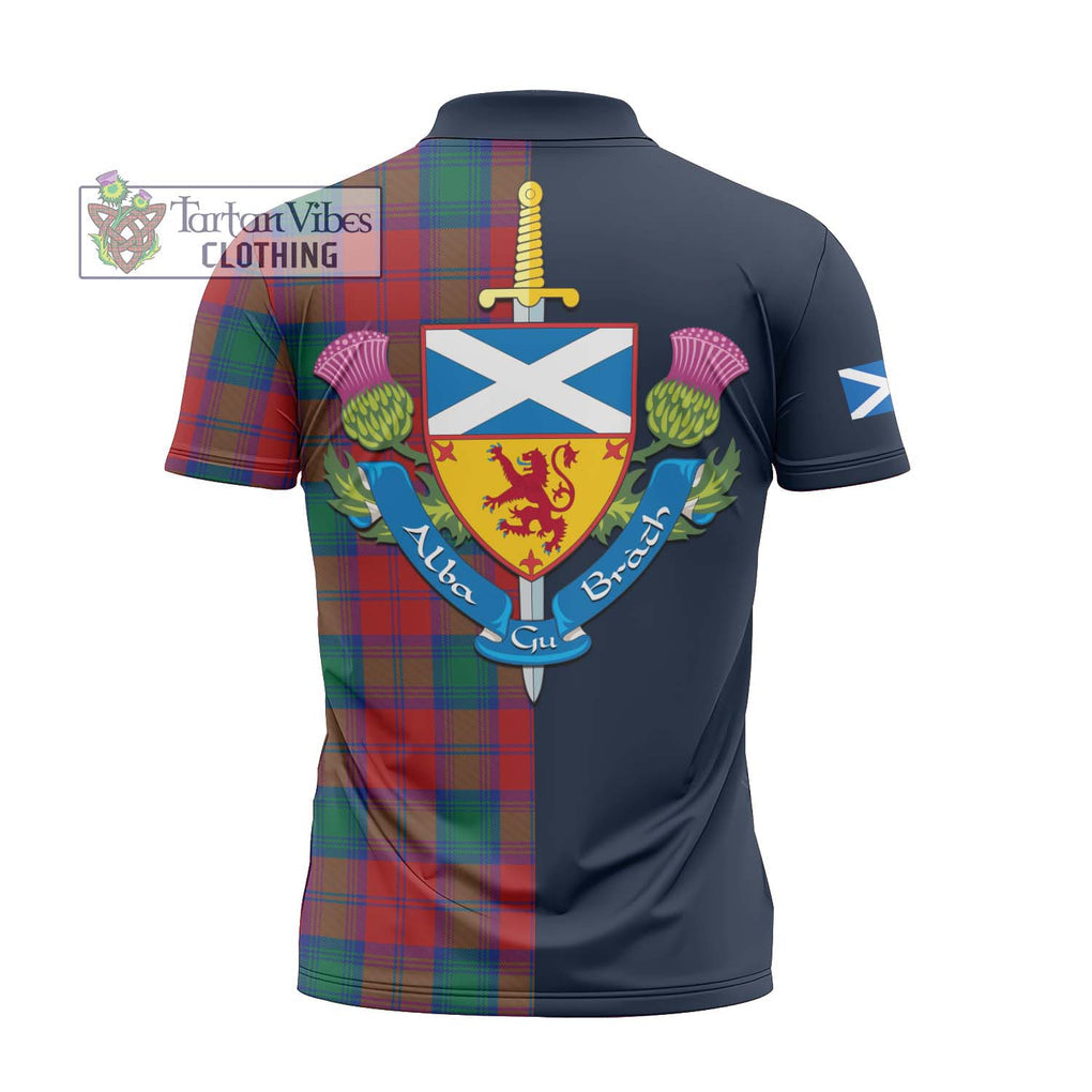 Affleck Tartan Zipper Polo Shirt Alba with Scottish Lion Royal Arm Half Style - Tartan Vibes Clothing