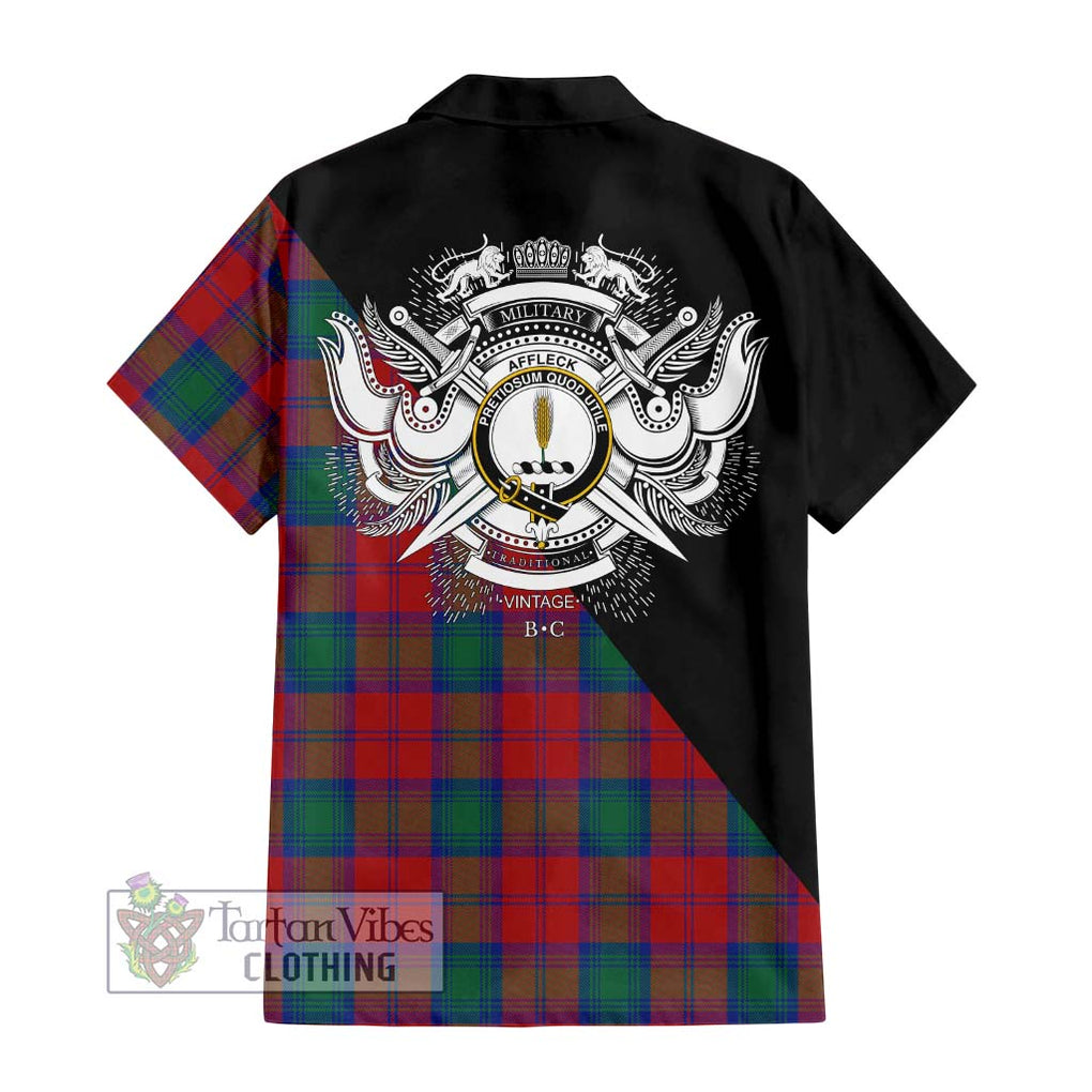 Affleck Tartan Hawaiian Shirt with Family Crest and Military Logo Style - Tartan Vibes Clothing