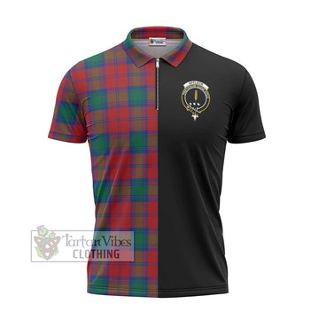 Affleck Tartan Zipper Polo Shirt with Family Crest and Half Of Me Style - Tartan Vibes Clothing