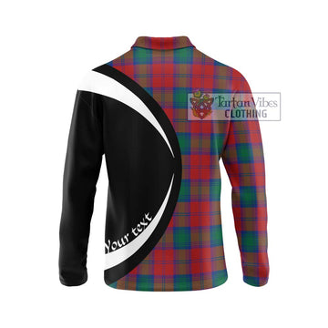 Affleck Tartan Long Sleeve Polo Shirt with Family Crest Circle Style - Tartan Vibes Clothing