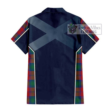 Affleck Tartan Short Sleeve Button Shirt with Family Crest and Lion Rampant Vibes Sport Style - Tartan Vibes Clothing