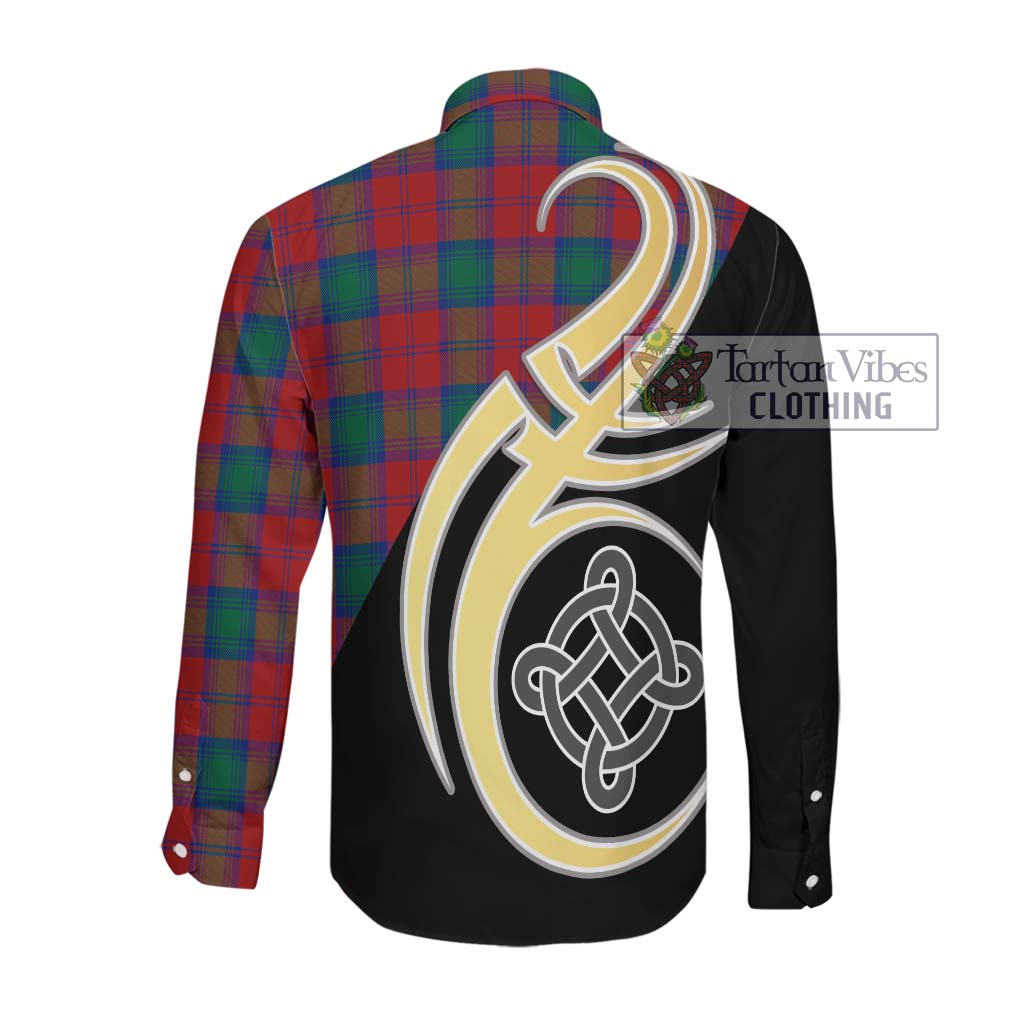 Affleck Tartan Long Sleeve Button Shirt with Family Crest and Celtic Symbol Style Men's Shirt - Tartan Vibes Clothing