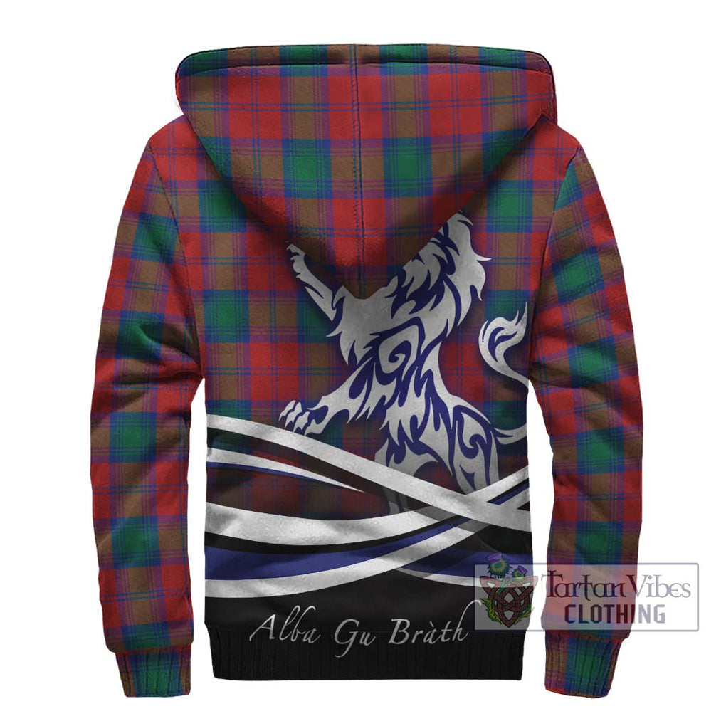 Affleck Tartan Sherpa Hoodie with Alba Gu Brath Regal Lion Emblem - Tartanvibesclothing Shop