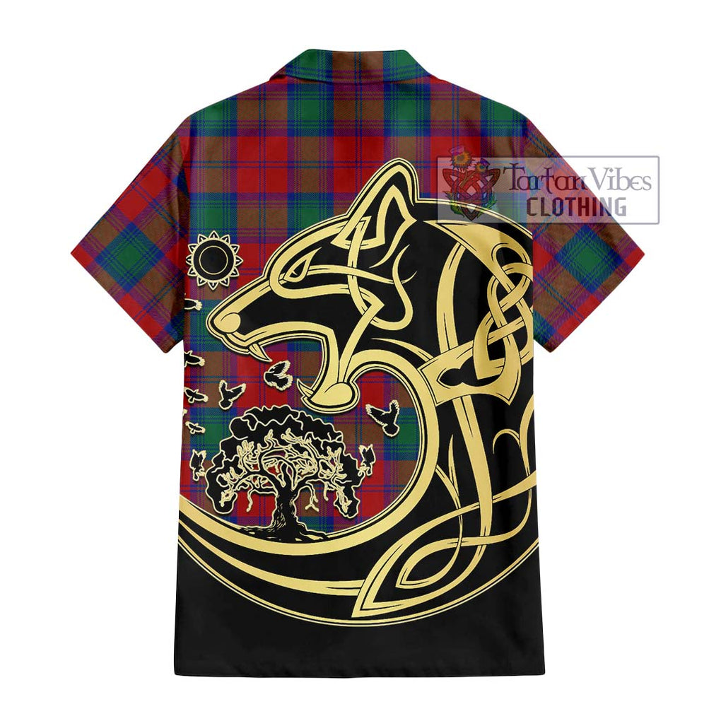 Affleck Tartan Hawaiian Shirt with Family Crest Celtic Wolf Style - Tartan Vibes Clothing