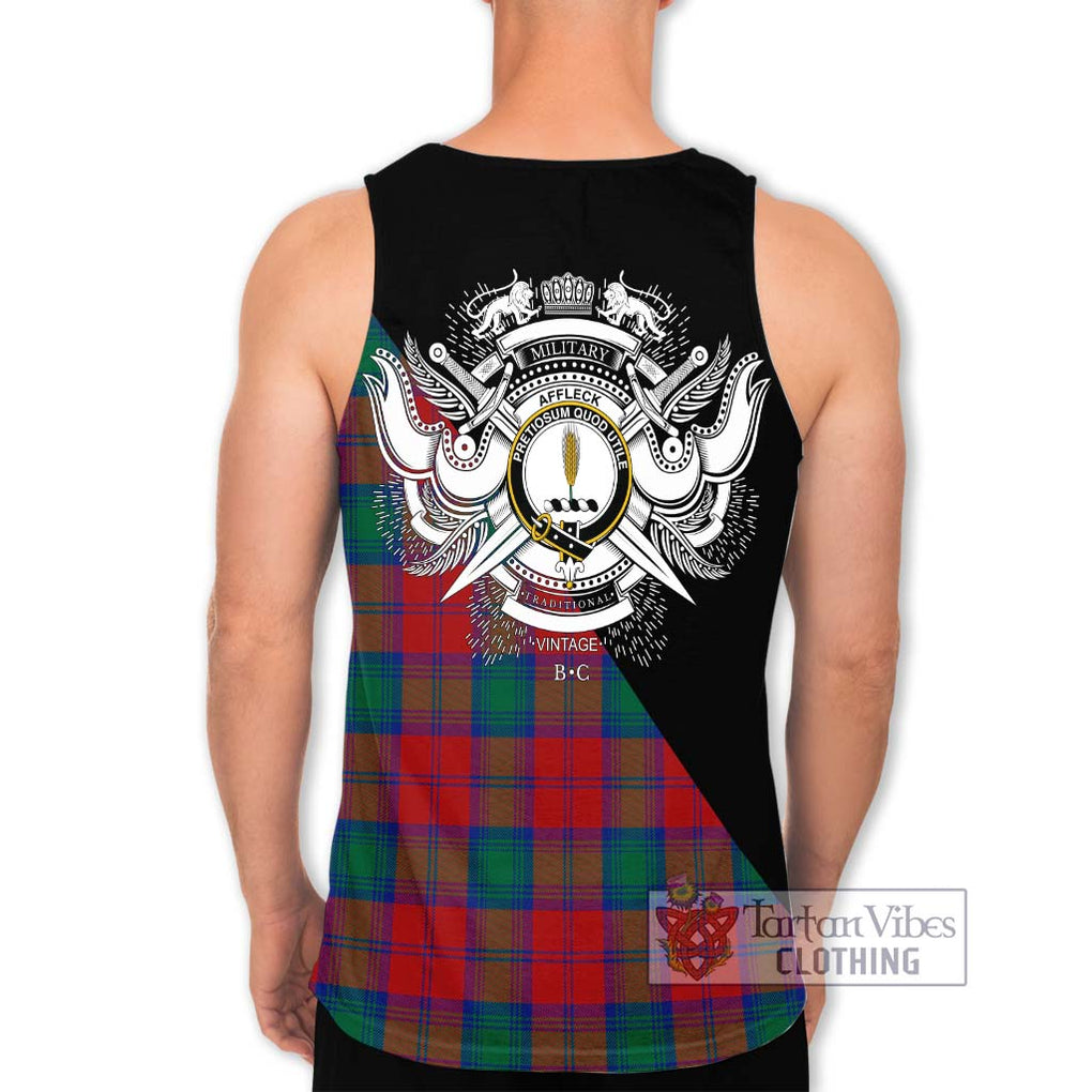 Affleck Tartan Men's Tank Top with Family Crest and Military Logo Style - Tartan Vibes Clothing