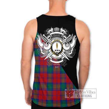 Affleck Tartan Men's Tank Top with Family Crest and Military Logo Style - Tartan Vibes Clothing