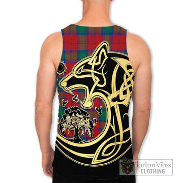 Affleck Tartan Men's Tank Top with Family Crest Celtic Wolf Style - Tartan Vibes Clothing
