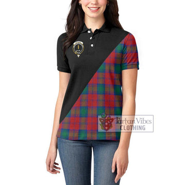 Affleck Tartan Women's Polo Shirt with Family Crest and Military Logo Style - Tartan Vibes Clothing