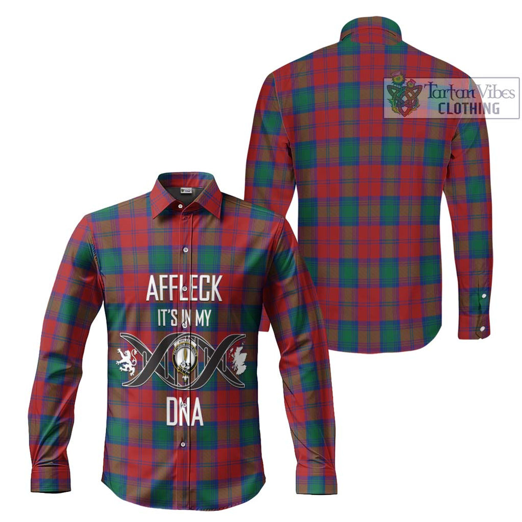 Affleck Tartan Long Sleeve Button Shirt with Family Crest DNA In Me Style Men's Shirt - Tartanvibesclothing Shop