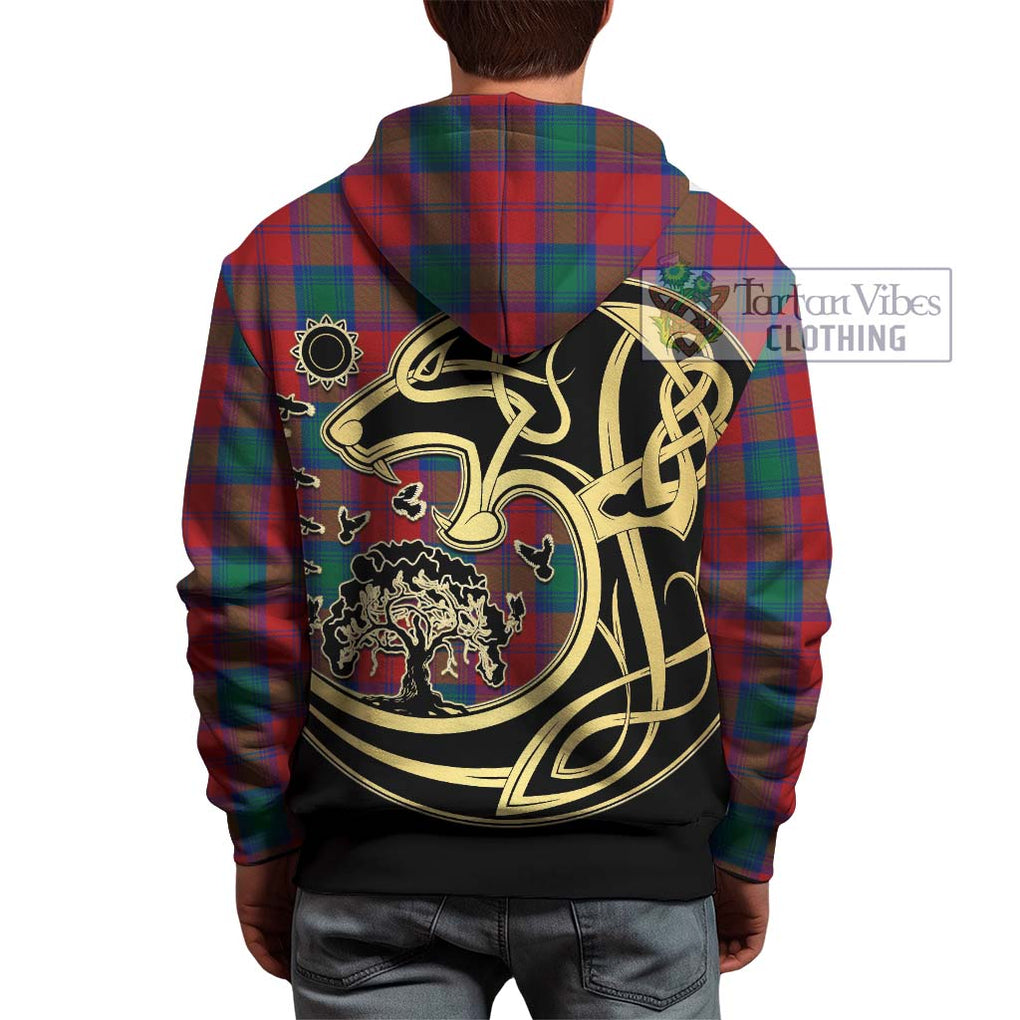 Affleck Tartan Hoodie with Family Crest Celtic Wolf Style - Tartan Vibes Clothing