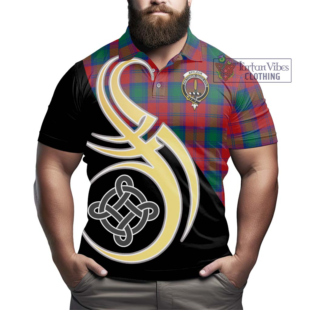 Affleck Tartan Polo Shirt with Family Crest and Celtic Symbol Style - Tartan Vibes Clothing