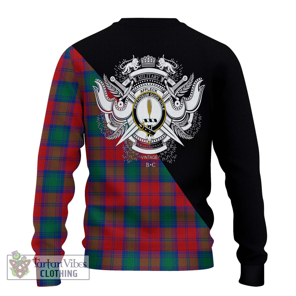 Affleck Tartan Ugly Sweater with Family Crest and Military Logo Style - Tartan Vibes Clothing