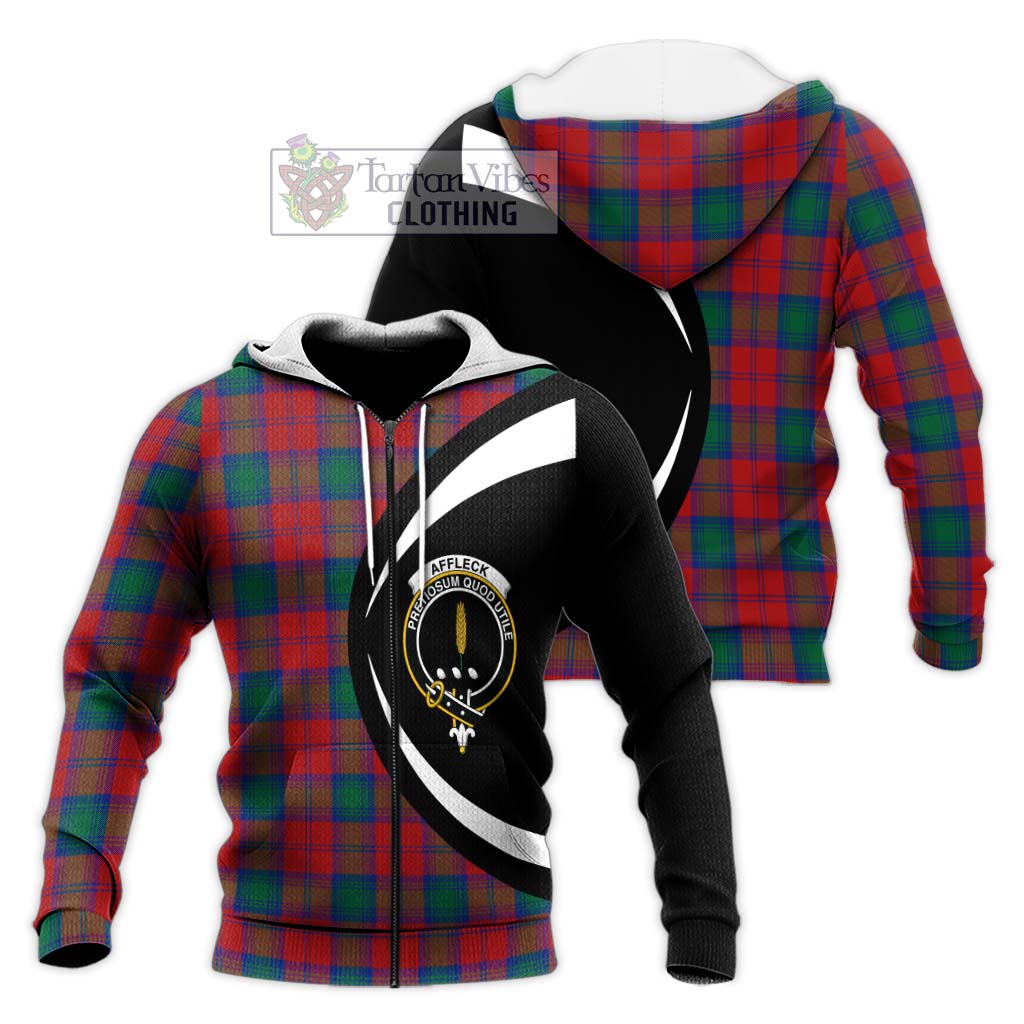 Affleck Tartan Knitted Hoodie with Family Crest Circle Style Unisex Knitted Zip Hoodie - Tartan Vibes Clothing
