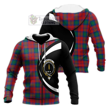 Affleck Tartan Knitted Hoodie with Family Crest Circle Style Unisex Knitted Zip Hoodie - Tartan Vibes Clothing