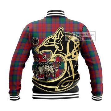 Affleck Tartan Baseball Jacket with Family Crest Celtic Wolf Style - Tartan Vibes Clothing