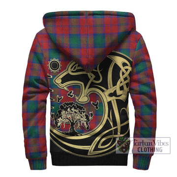 Affleck Tartan Sherpa Hoodie with Family Crest Celtic Wolf Style - Tartan Vibes Clothing