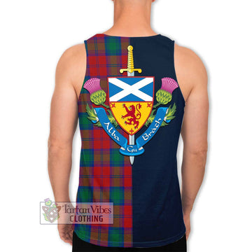 Affleck Tartan Men's Tank Top Alba with Scottish Lion Royal Arm Half Style - Tartan Vibes Clothing