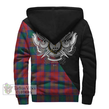 Affleck Tartan Sherpa Hoodie with Family Crest and Military Logo Style - Tartan Vibes Clothing