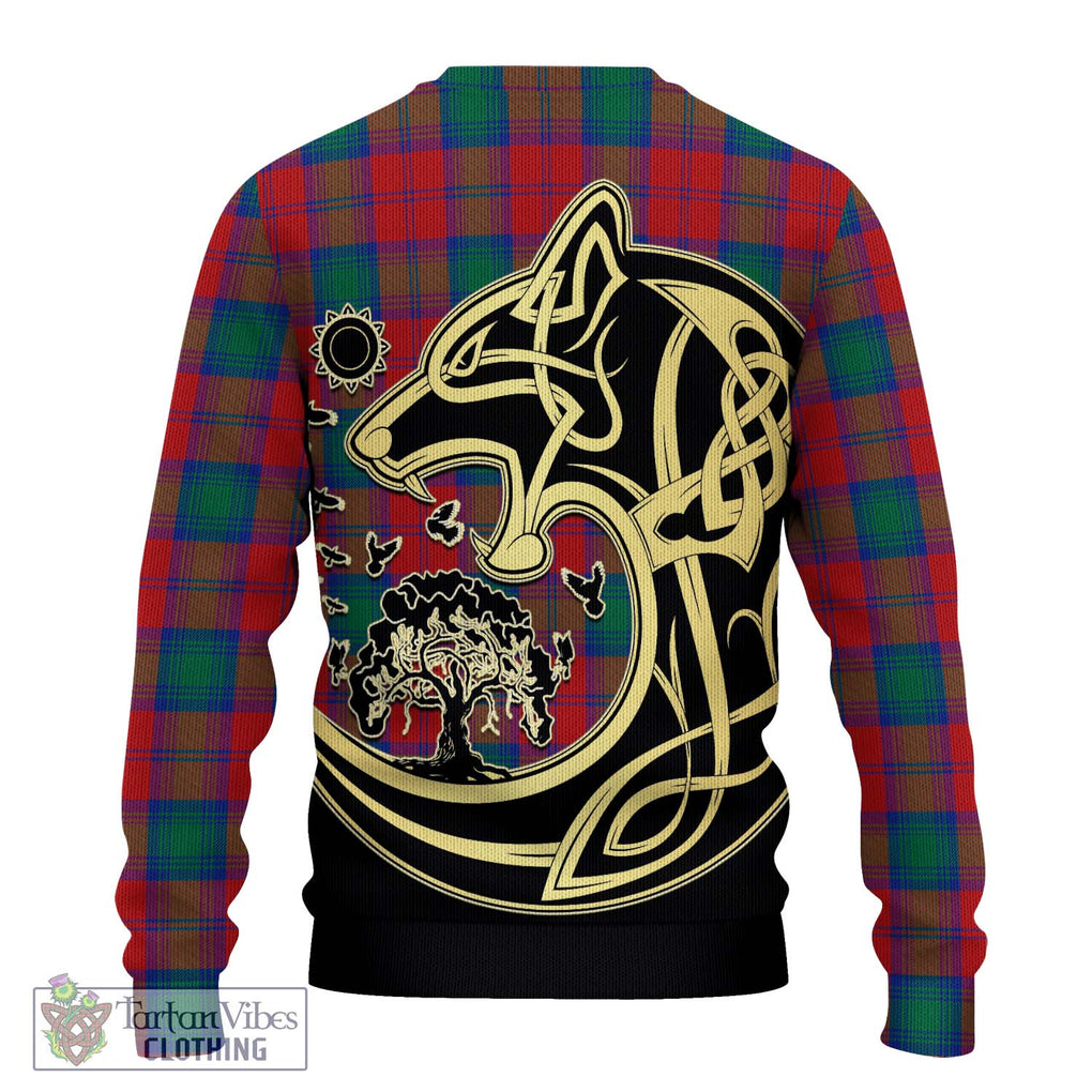 Affleck Tartan Ugly Sweater with Family Crest Celtic Wolf Style - Tartan Vibes Clothing