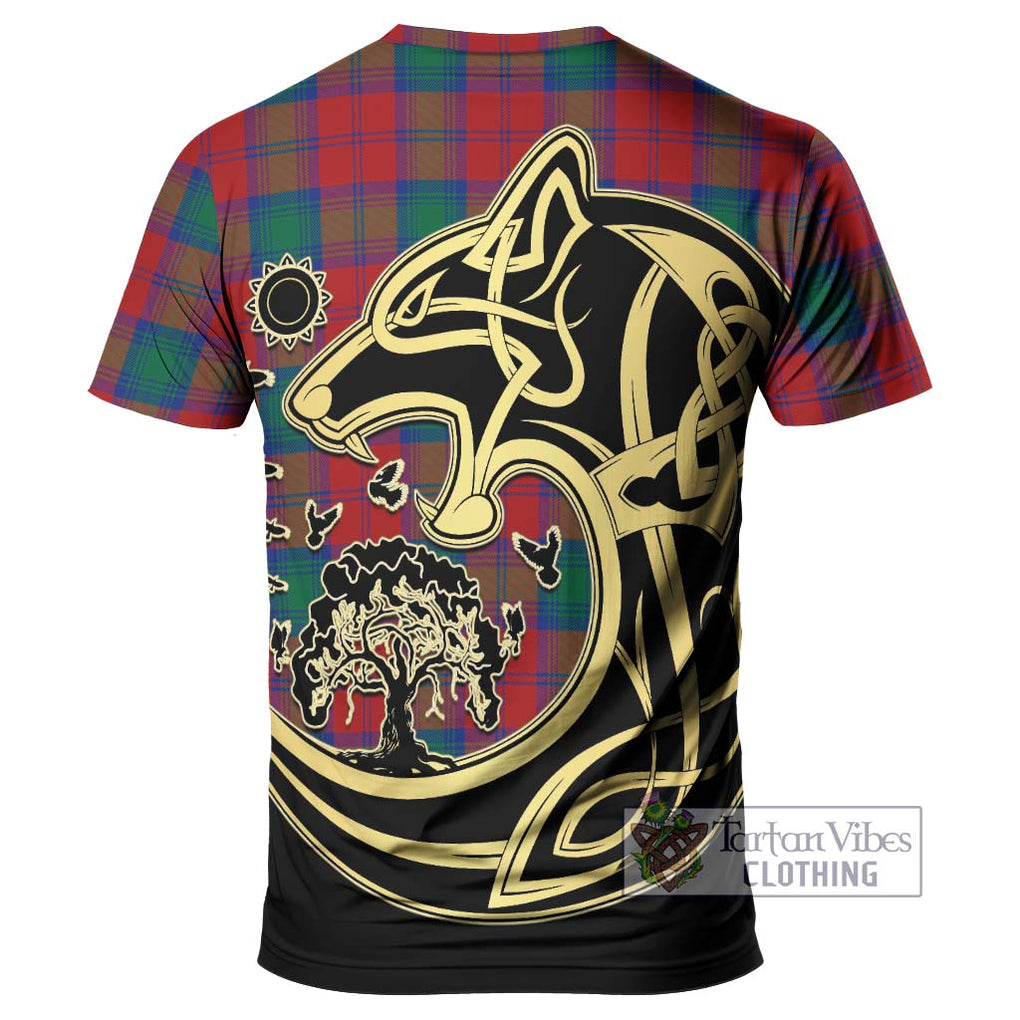 Affleck Tartan T-Shirt with Family Crest Celtic Wolf Style - Tartan Vibes Clothing