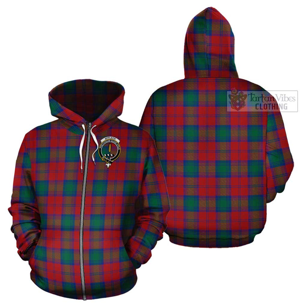 Affleck Tartan Cotton Hoodie with Family Crest Zip Hoodie - Tartan Vibes Clothing