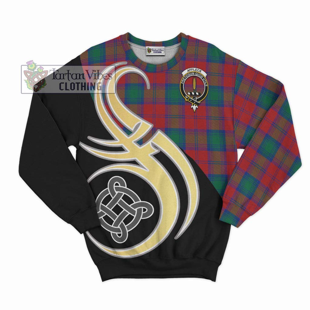 Affleck Tartan Sweatshirt with Family Crest and Celtic Symbol Style - Tartan Vibes Clothing