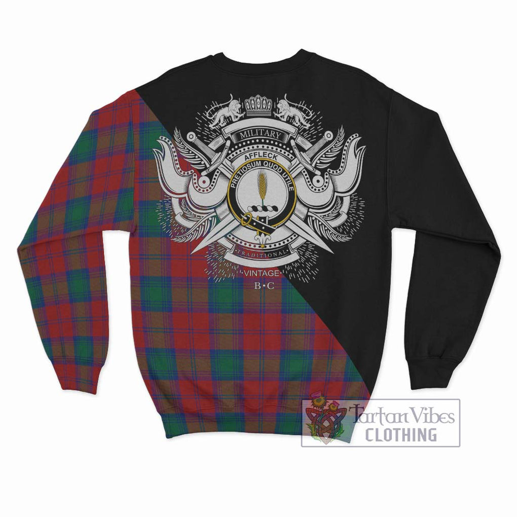 Affleck Tartan Sweatshirt with Family Crest and Military Logo Style - Tartan Vibes Clothing